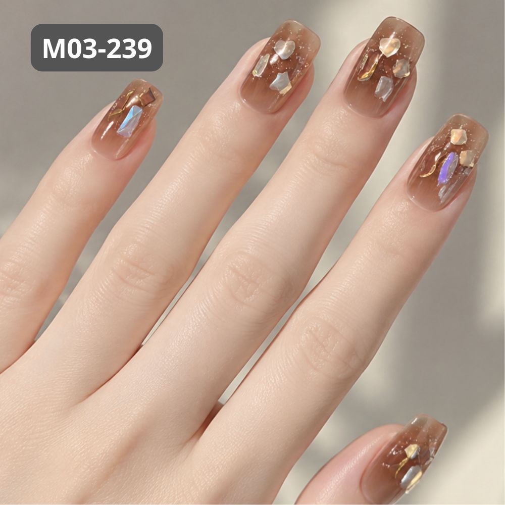 Ảnh 7 của Móng tay giả BEABIAI Nail box kèm keo gắn, dáng ngắn, dài, thiết kế trơn, đính đá sang trọng