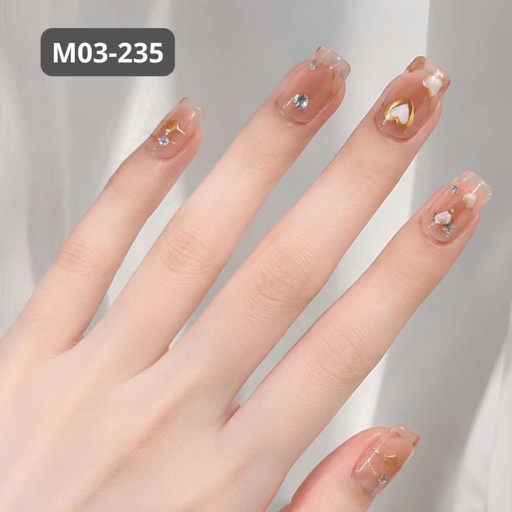 Ảnh 4 của Móng tay giả BEABIAI Nail box kèm keo gắn, dáng ngắn, dài, thiết kế trơn, đính đá sang trọng