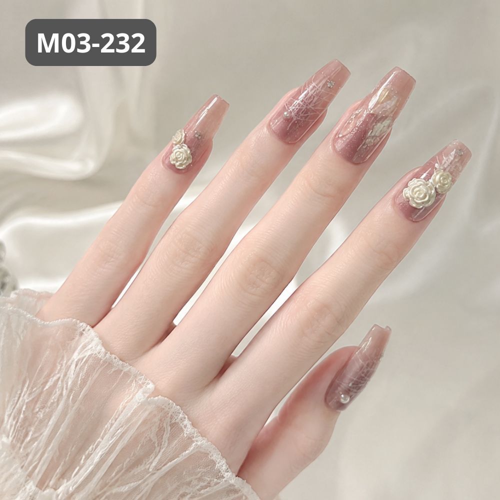 Ảnh 3 của Móng tay giả BEABIAI Nail box kèm keo gắn, dáng ngắn, dài, thiết kế trơn, đính đá sang trọng