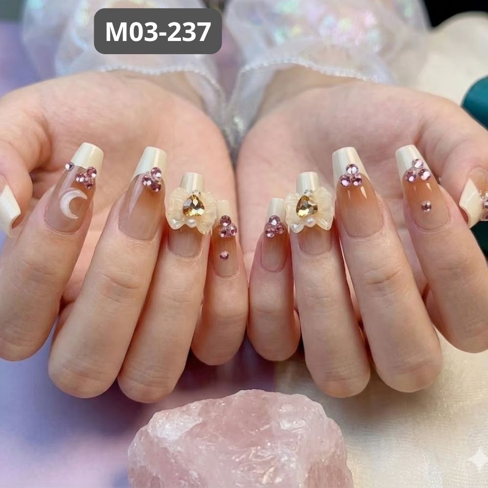 Ảnh 5 của Móng tay giả BEABIAI Nail box kèm keo gắn, dáng ngắn, dài, thiết kế trơn, đính đá sang trọng