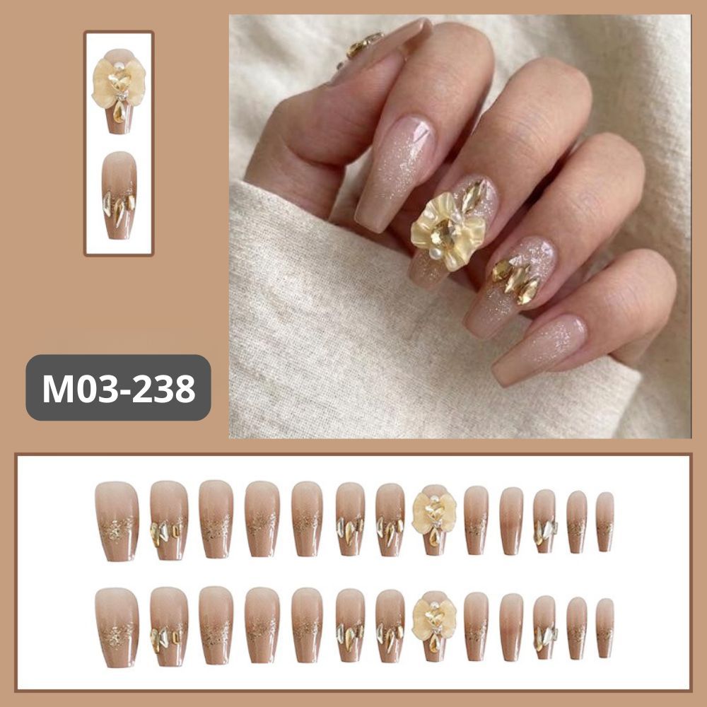 Ảnh 6 của Móng tay giả BEABIAI Nail box kèm keo gắn, dáng ngắn, dài, thiết kế trơn, đính đá sang trọng