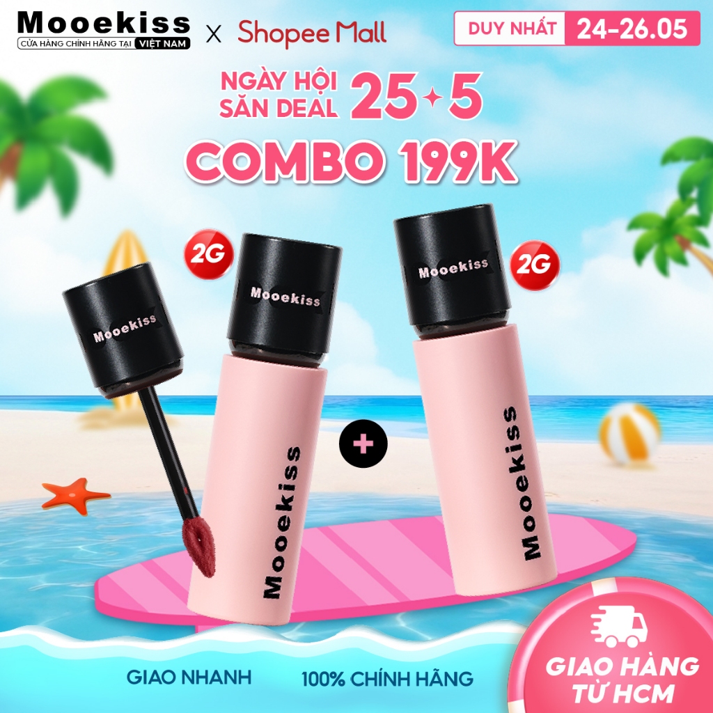 [LIVE] Combo Son lì Mooekiss Lip Creamy Matte giúp tăng tone màu da, dịu nhẹ và dễ sử dụng V01 2gx2