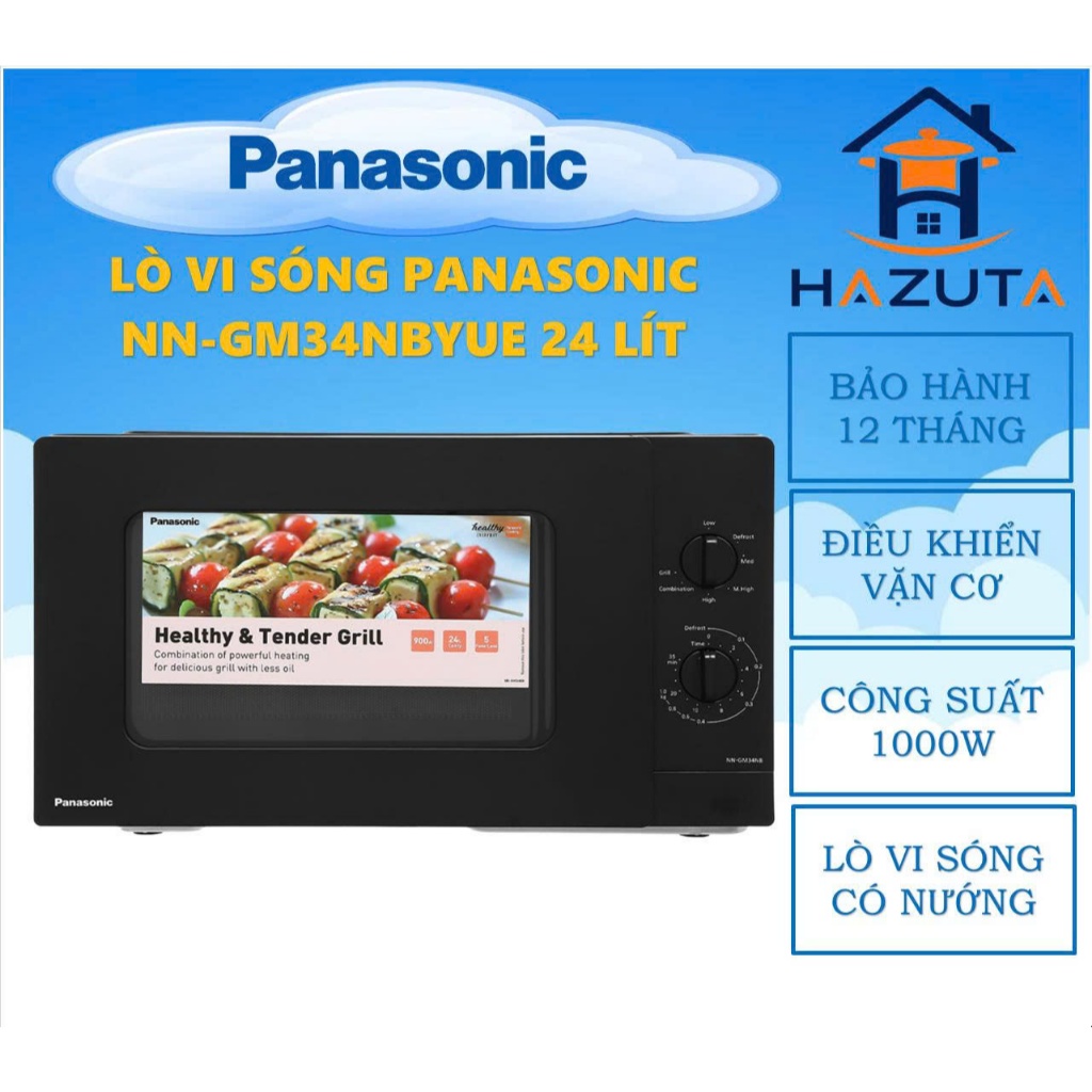 Lò vi sóng Panasonic NN-GM34NBYUE 24 lít, có nướng, bảo hành 12 tháng