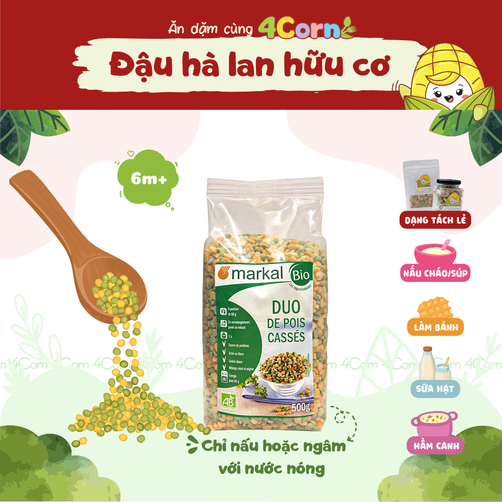 Đậu hà lan hữu cơ Markal - Cho bé 6m+