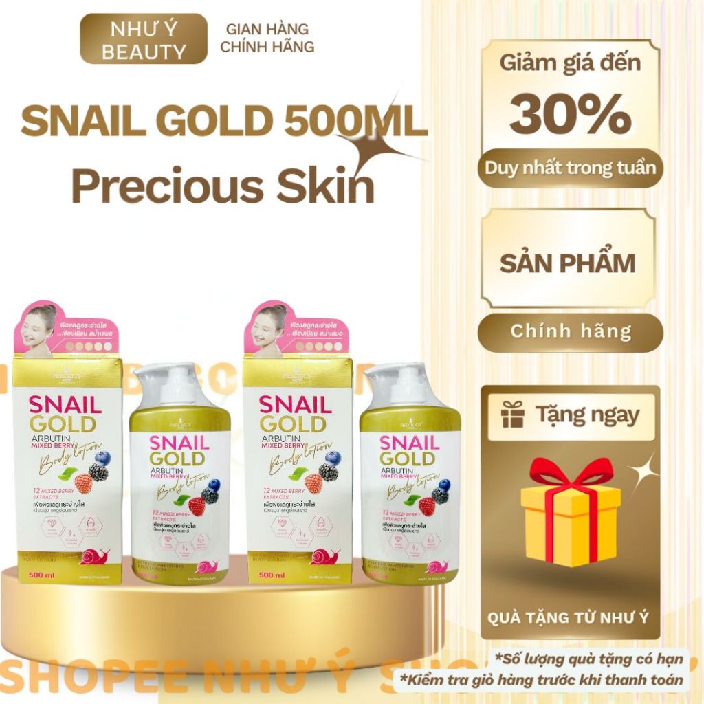 COMBO 2 CHAI Sữa dưỡng thể body Snail Gold Arbutin Mix Berry Body Lotion Precious Skin 500ml