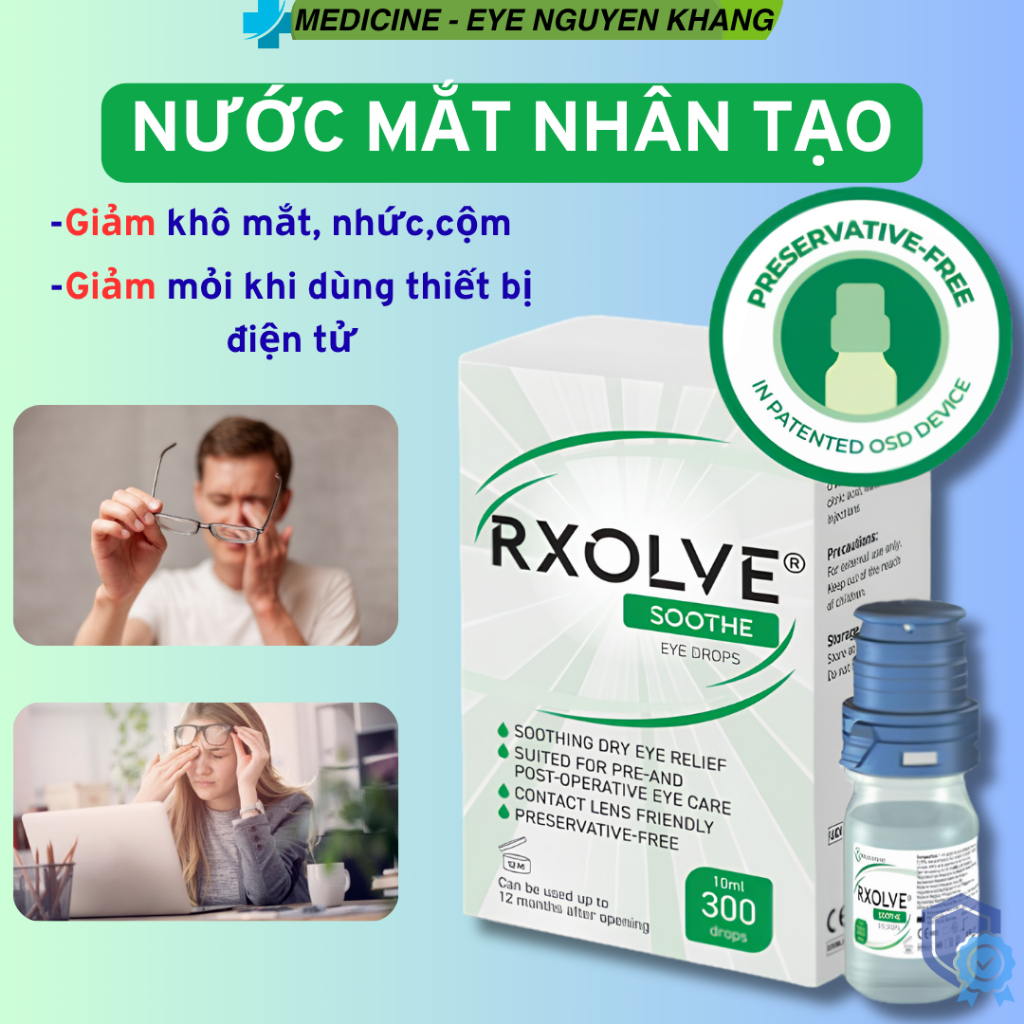 Combo 2 hộp Nước Mắt Nhân Tạo RXOLVE SOOTHE EYE DROPS(Lọ 10ml)- Giảm Khô Mắt, Dịu Mắt, Dưỡng Mắt