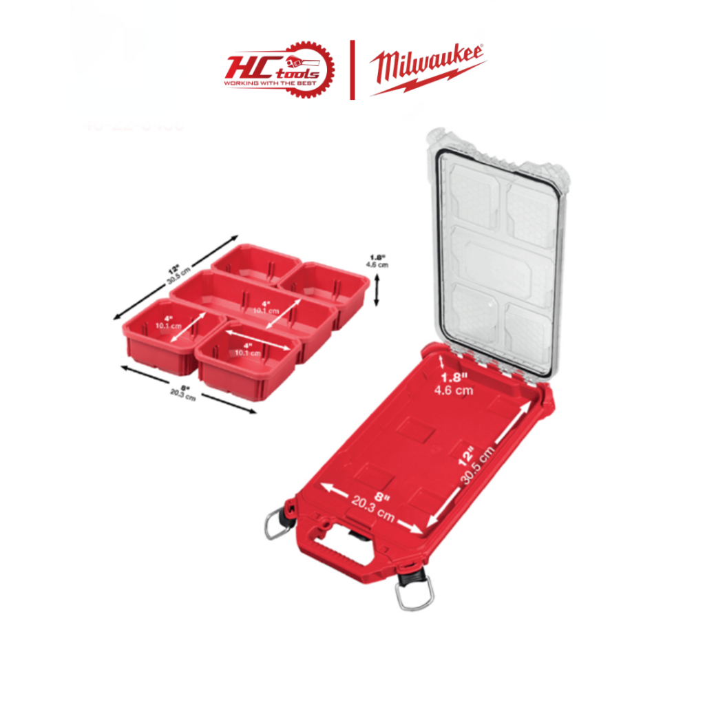 Hộp Đựng Linh Kiện Milwaukee 48-22-8436 PACKOUT Kháng Nước IP65 có 5 Ngăn Cao Cấp - HCTools VN