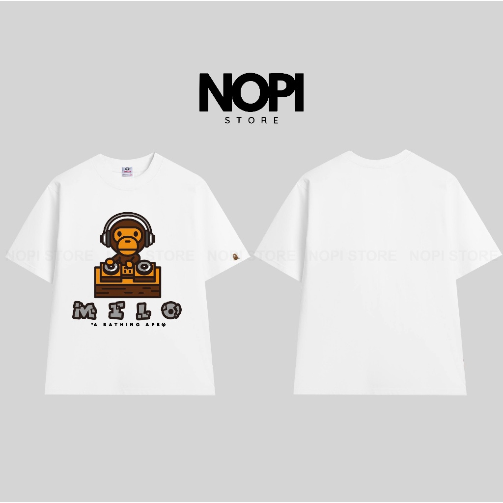 ÁO THUN BAPE MILO DJ FORM RỘNG NAM NỮ UNISEX CHẤT VẢI COTTON CAO CẤP 280GSM DÀY DẶN - NOPI STORE