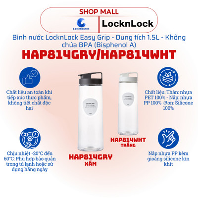[HỎA TỐC] Bình nước nhựa LocknLock Easy Grip HAP814 - Dung tích 1.5L - Hàng chính hãng