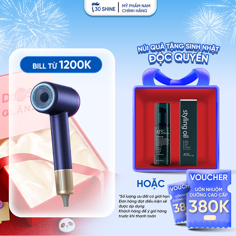 Máy sấy tóc Glanzen Supersonic for men cao cấp GD01 công suất 1600W 30Shine phân phối chính hãng