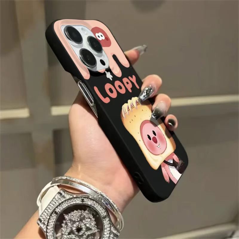 12 17Pro Max 14 16 11 13Pro 15Plus Ốp lưng iPhone Loopy "LOOPY" Phong cách Hàn Quốc nữ tính