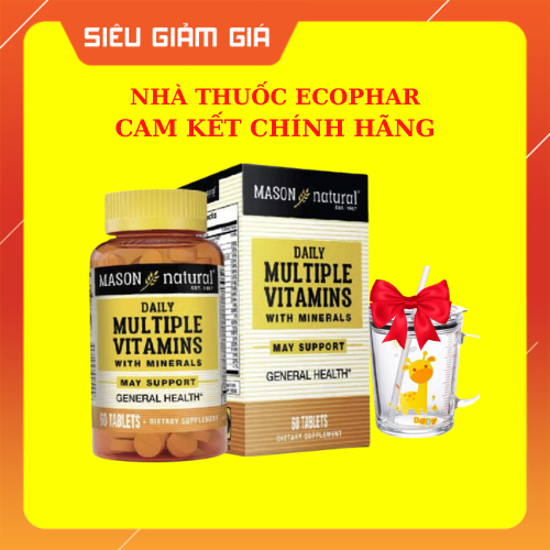[NHẬP KHẨU] Viên vitamin tổng hợp Mason Natural Daily Multiple Vitamins With Minerals 60 viên - NT E