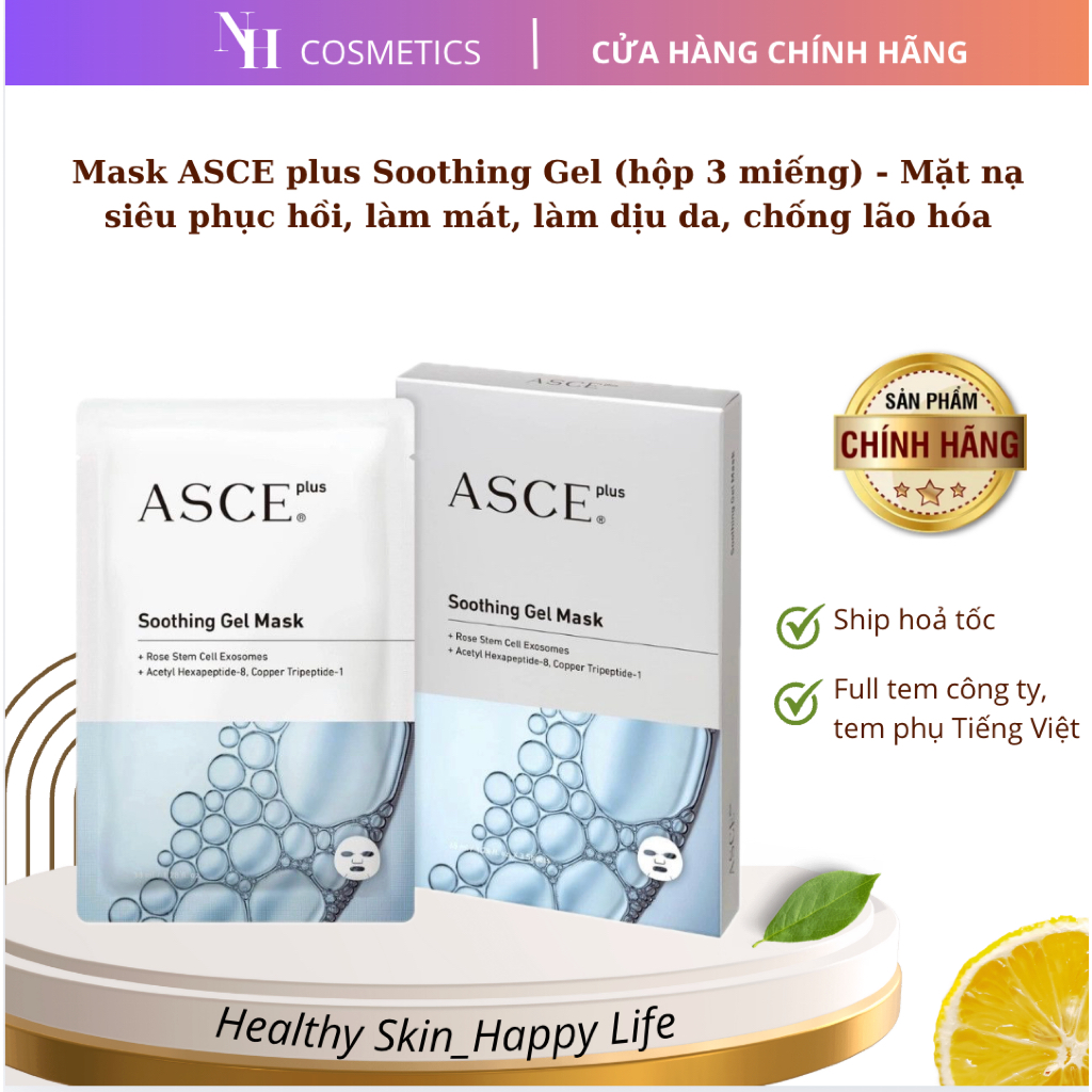 [Hàng Cty] Mặt nạ Gel Làm Dịu Da ASCE Plus Exosome 38ml x 3pc ASCE + Giảm Đỏ Giảm Kích Ứng Tức Thì