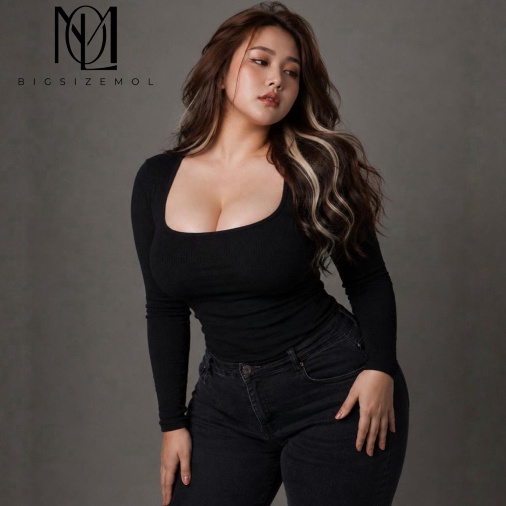 [ BIGSIZE TRÊN 55KG ] ÁO THUN CỔ VUÔNG TAY DÀI bigsize nữ