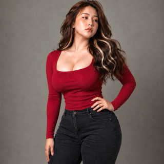[ BIGSIZE TRÊN 55KG ] ÁO THUN CỔ VUÔNG TAY DÀI bigsize nữ
