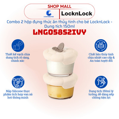 [HỎA TỐC] Hộp đựng thức ăn thủy tinh dành cho bé LocknLock  LNG058S2IVY - Dung tích 150ml