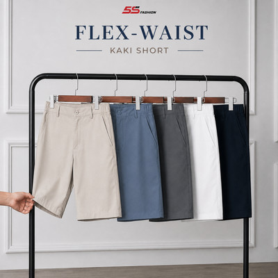 Quần Short Kaki Nam 5S FASHION FLEX-WAIST Thiết Kế Phối Chun Thoải Mái, Lịch Sự M0QSK26007-008
