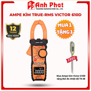 [MUA 1 TẶNG 1] Ampe Kìm Đo Dòng AC VICTOR 610D True RMS - Đo Dòng 1000A, VFD, Inrush, LoZ