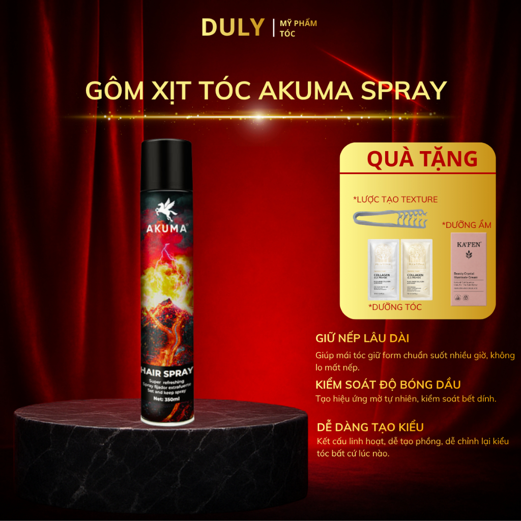 Gôm Xịt Giữ Nếp Tóc AKUMA HAIR SPRAY 390ml Hương Nước Hoa Chính Hãng Akuma