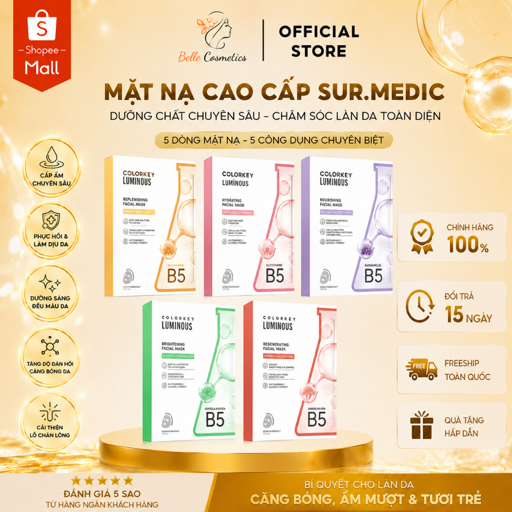 Mặt Nạ Colorkey Luminous Facial MaskCấp Ẩm, Làm Dịu, Sáng Da Colorkey Luminous Facial Mask