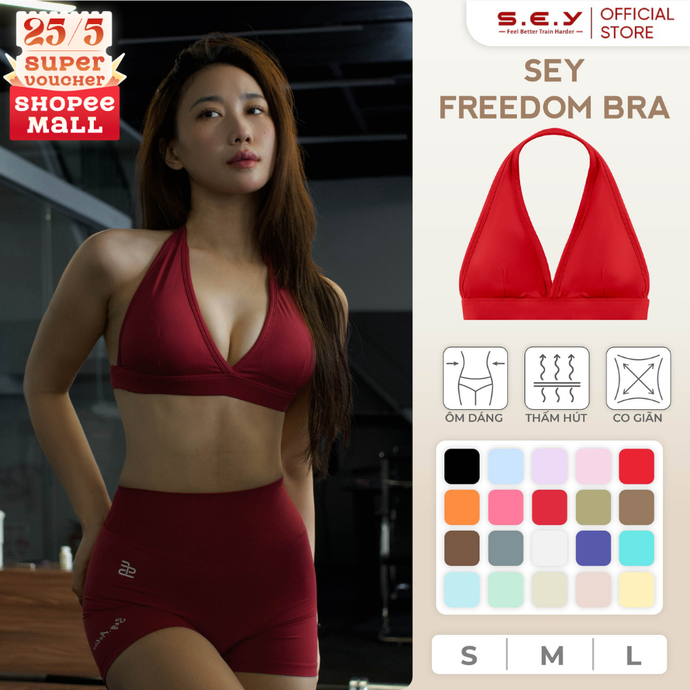 Áo Bra Thể Thao SEY Freedom, Có Sẵn Đệm Mút Cổ Yếm Cho Nữ Tập Gym, Yoga | BigBuy360 - bigbuy360.vn
