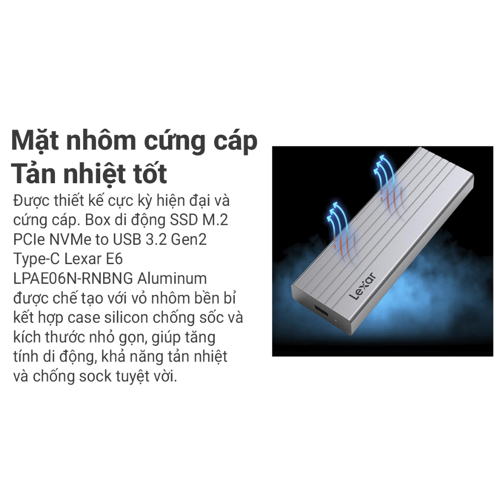 [BEST SELLER] Box di động SSD M.2 PCIe NVMe Gen3x4 / Gen4x4 Type-C Lexar E6 - Hỗ Trợ Tối Đa 2TB, Bảo Hành 12 Tháng | BigBuy360 - bigbuy360.vn