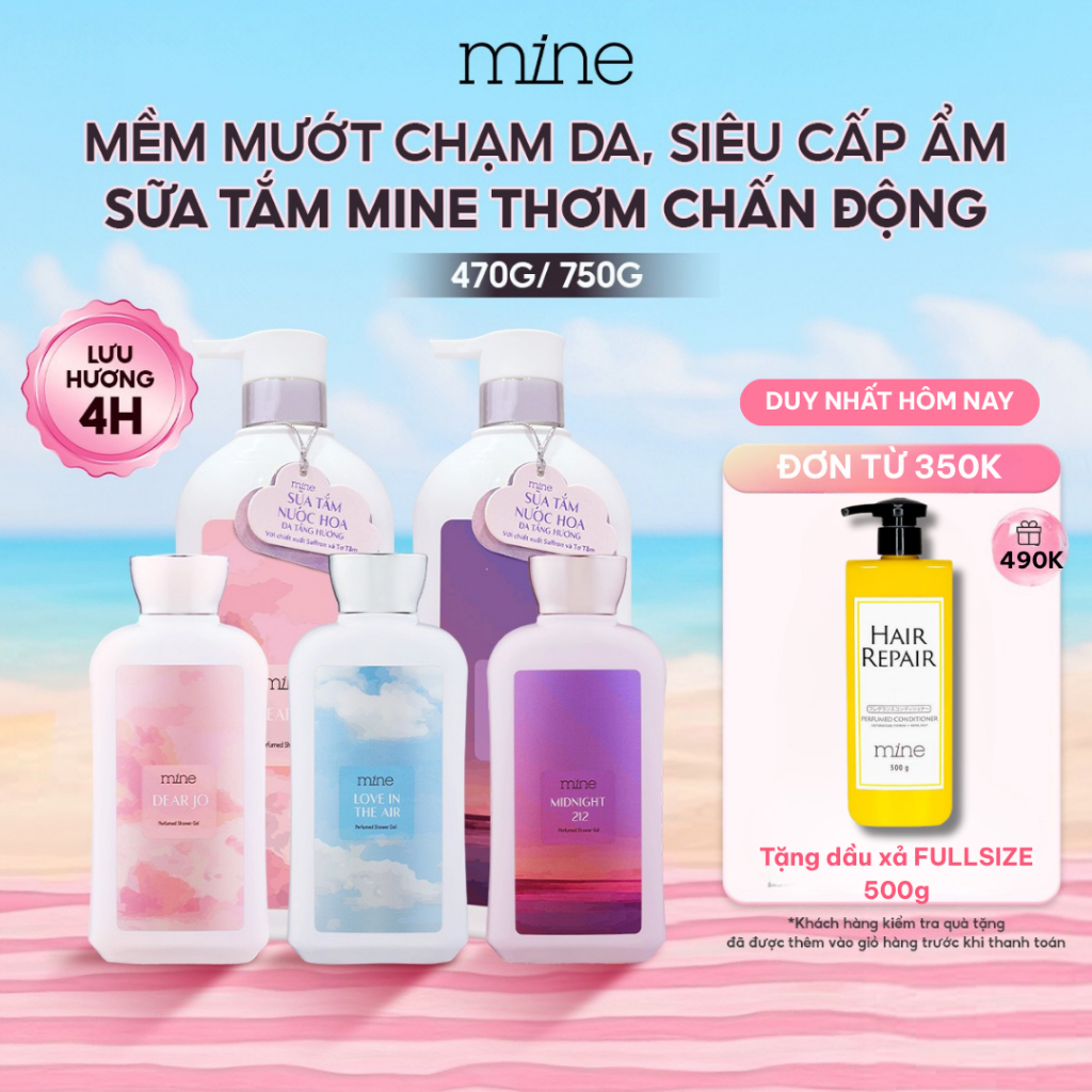Sữa Tắm Hương Nước Hoa Mine Perfumed Shower Gel Thơm Quyến Rũ Hỗ trợ Dưỡng Ẩm Và Dưỡng Sáng Da 470/750g