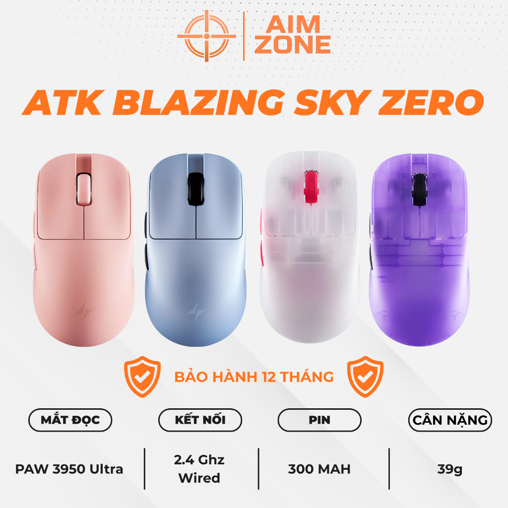 [HỎA TỐC] Chuột Gaming Không Dây ATK Blazing Sky ZERO / ZERO Extreme - 8K Polling Rate - NEWSEAL