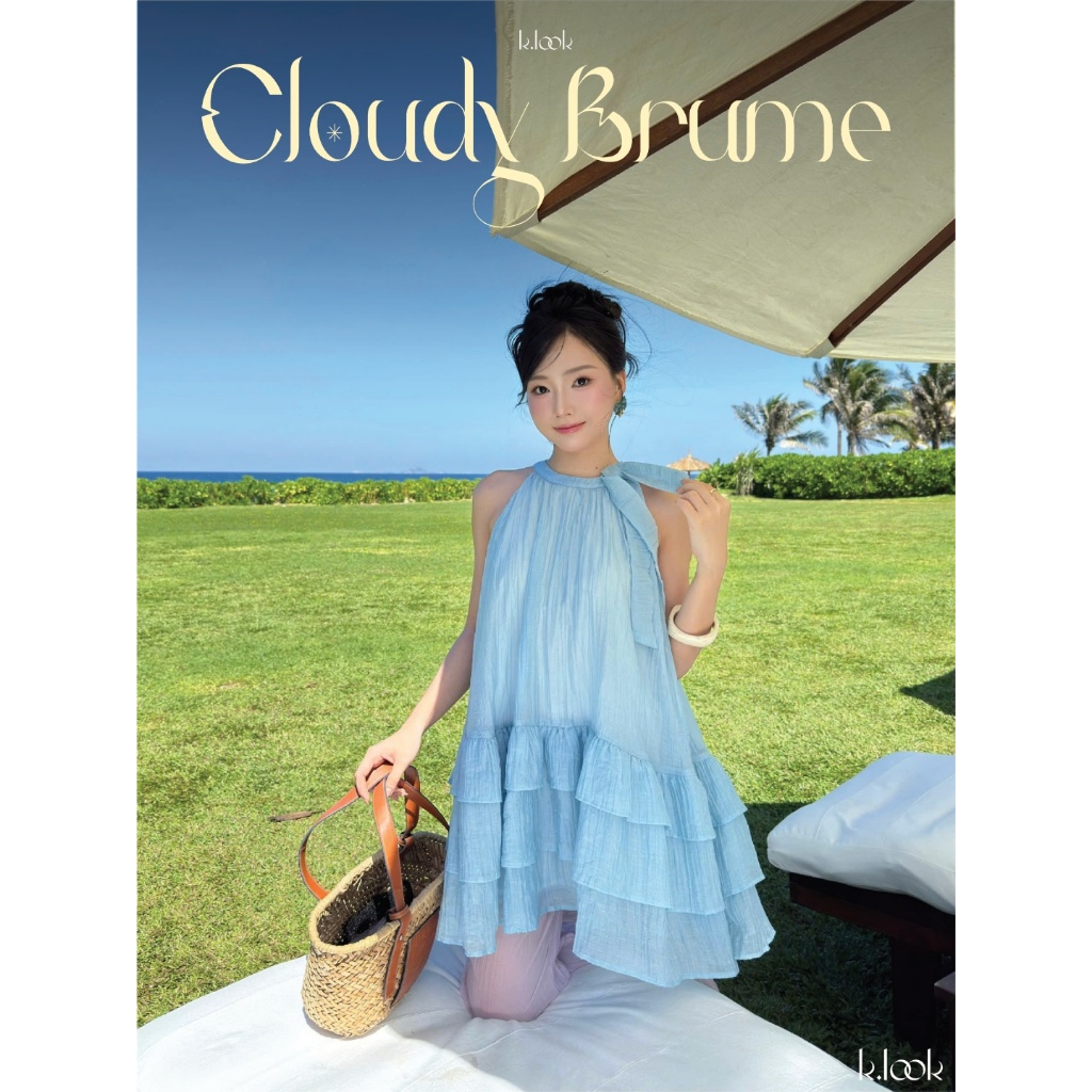 KLOOK, CLOUDY BRUME Áo Babydoll Cloudy Brume Xanh Pastel – Voan Tầng Bay Bổng Thanh Lịch