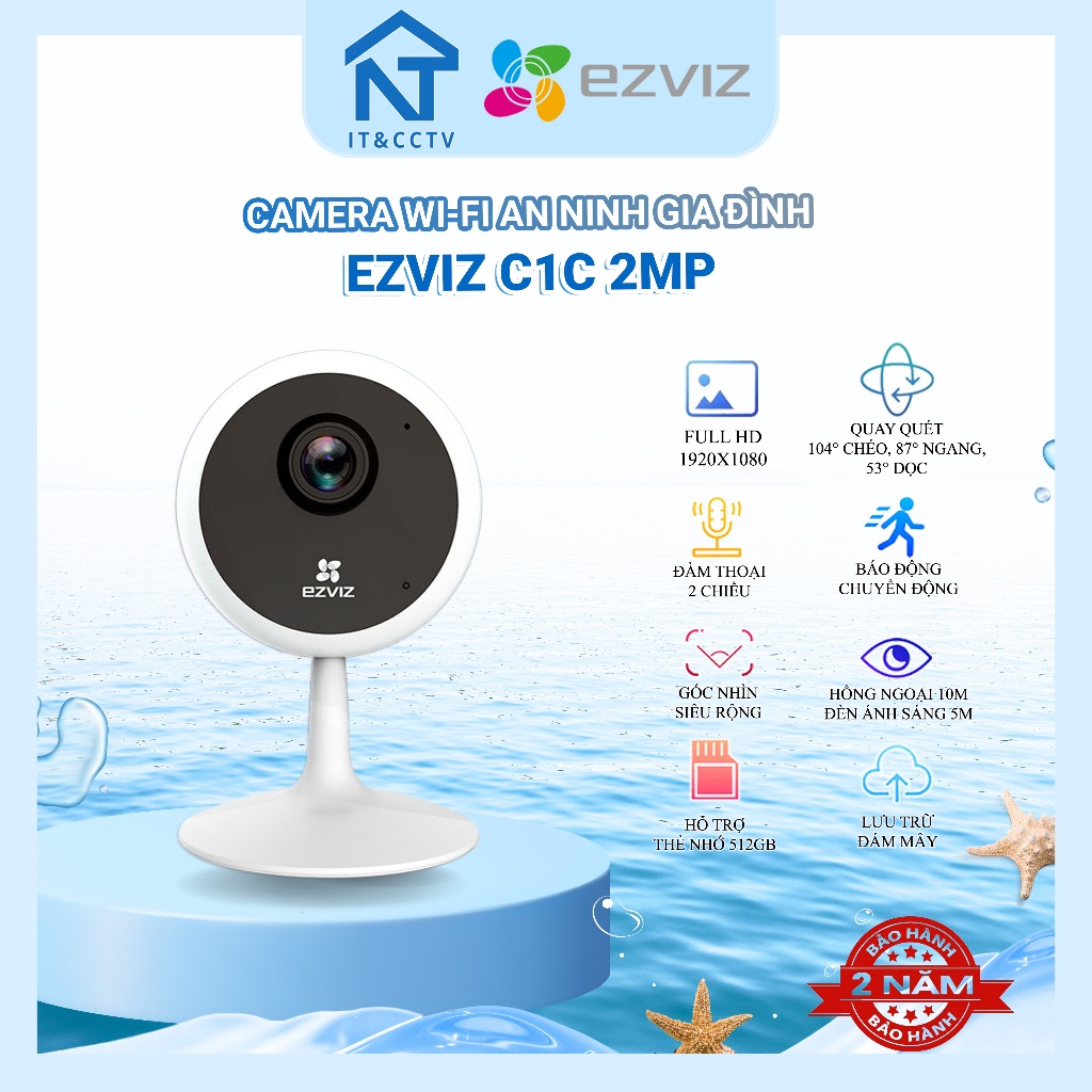 [EZVIZ Chính Hãng] Camera EZVIZ C1C – Camera An Ninh Trong Nhà 1080P, Hồng Ngoại Ban Đêm, Xem Từ Xa