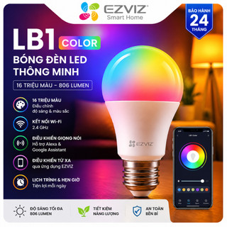Bóng đèn wifi thông minh ezviz LB1 color 16 triệu màu , điều chỉnh tắt mở, ánh sáng bằng giọng nói