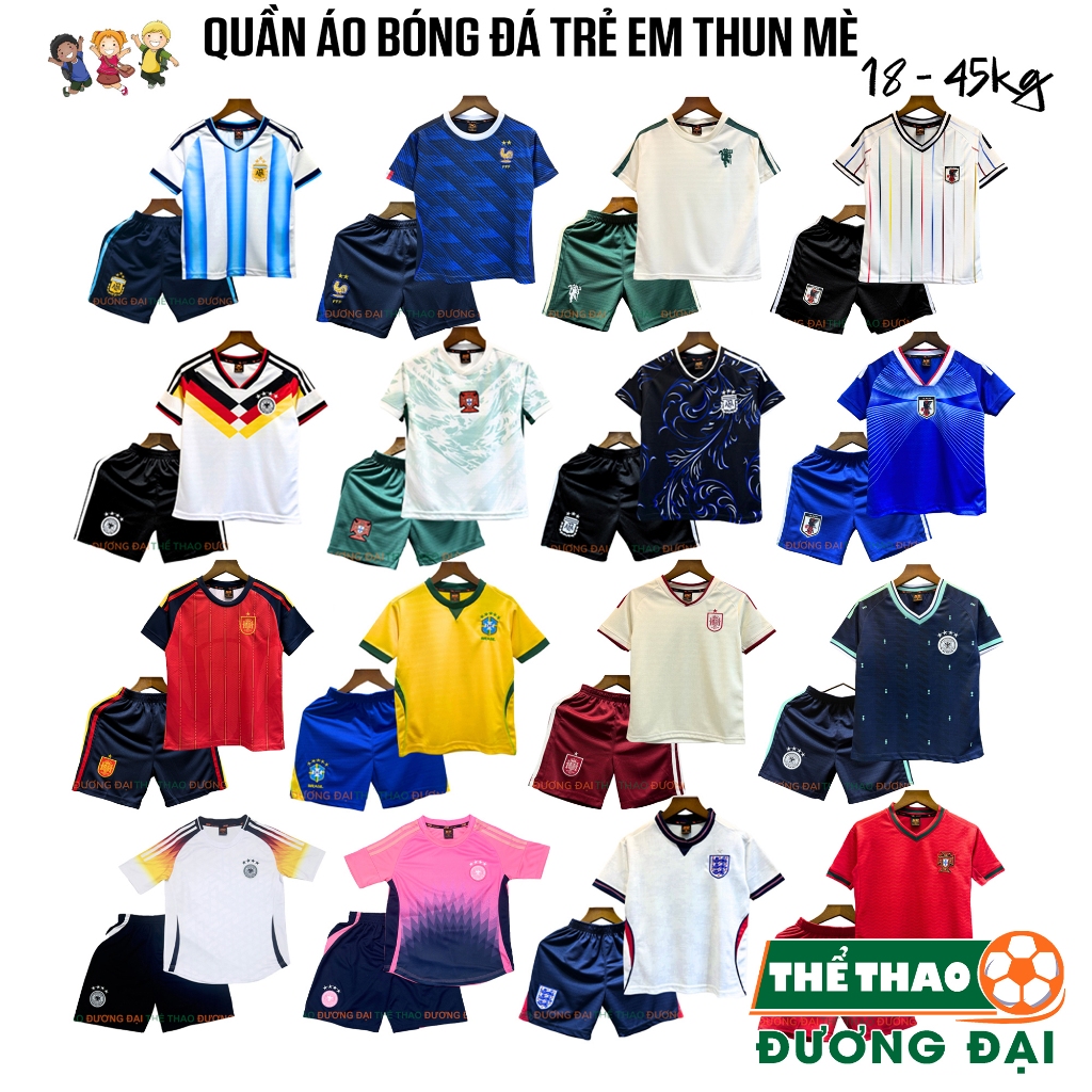 Quần Áo Bóng Đá Trẻ Em Siêu Dễ Thương Thun Mè Cao Cấp Đồ Đá Banh Cho Bé Thể Thao Đương Đại