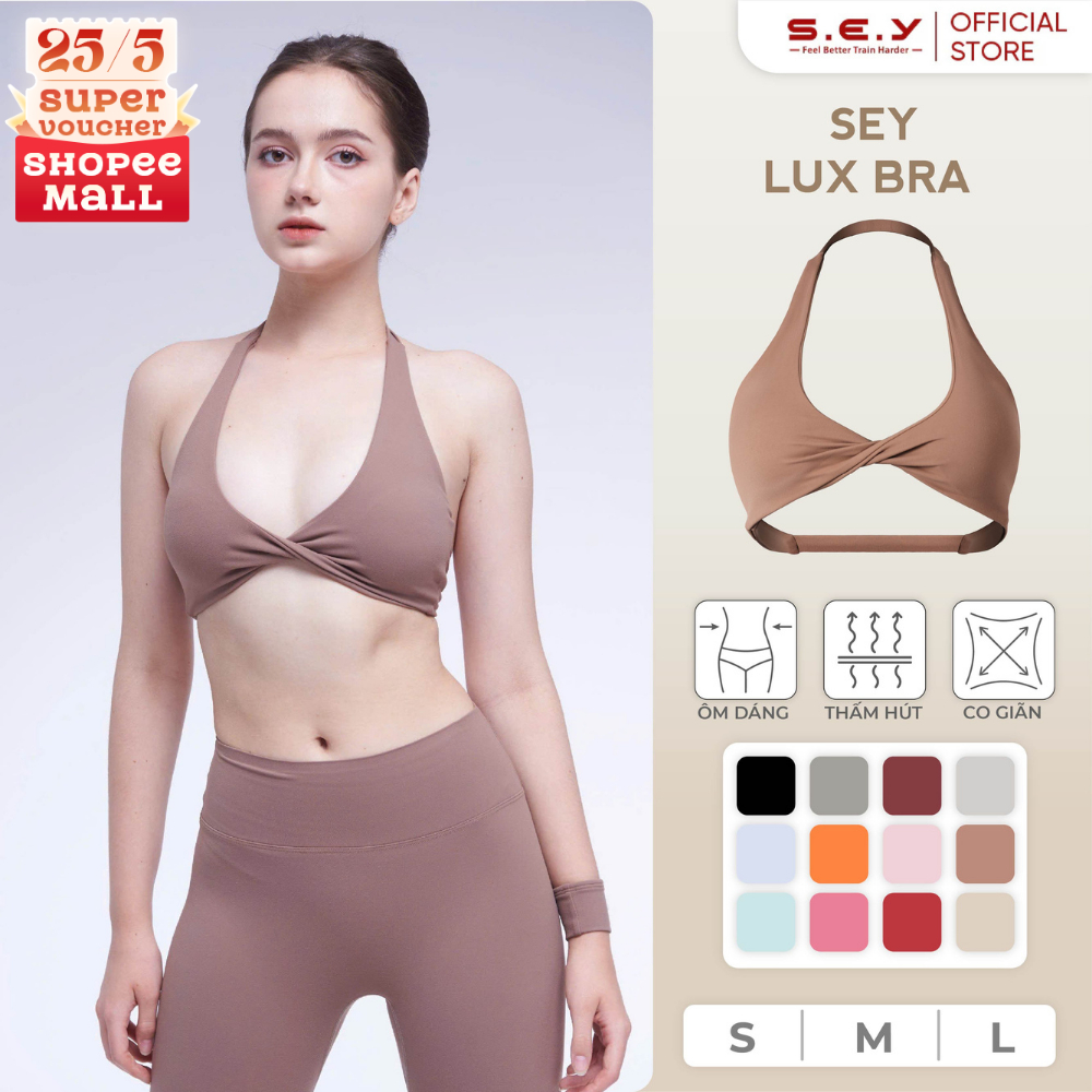 Áo bra nữ SEY LUX BRA, áo tập gym nữ, áo tập yoga nữ quai yếm xoắn ngực [Tặng kèm băng đô]