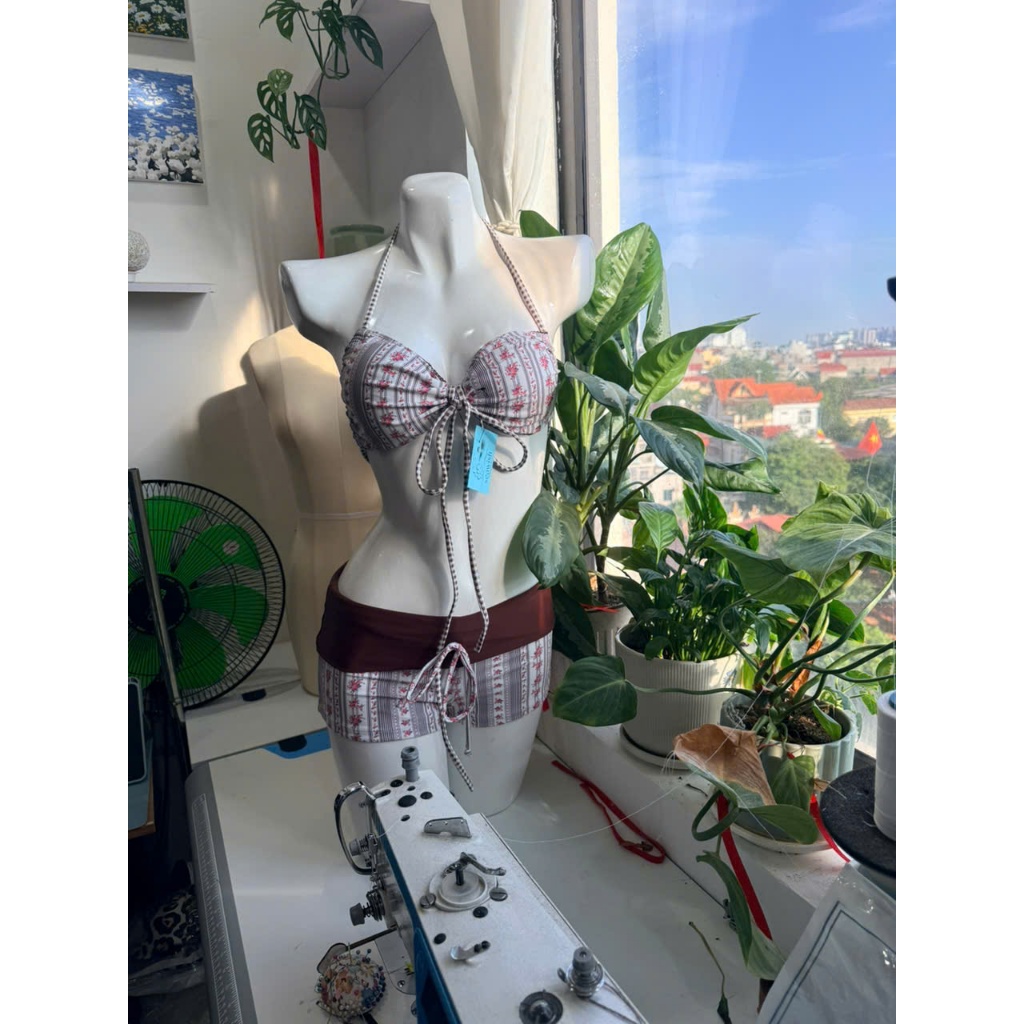 ảnh thật/ Bộ Đồ Bơi Bikini 2 Mảnh Cạp Cao Dạng Quần Short Họa Tiết Hoa Nhí Vintage Đồ Tắm Biển | BigBuy360 - bigbuy360.vn