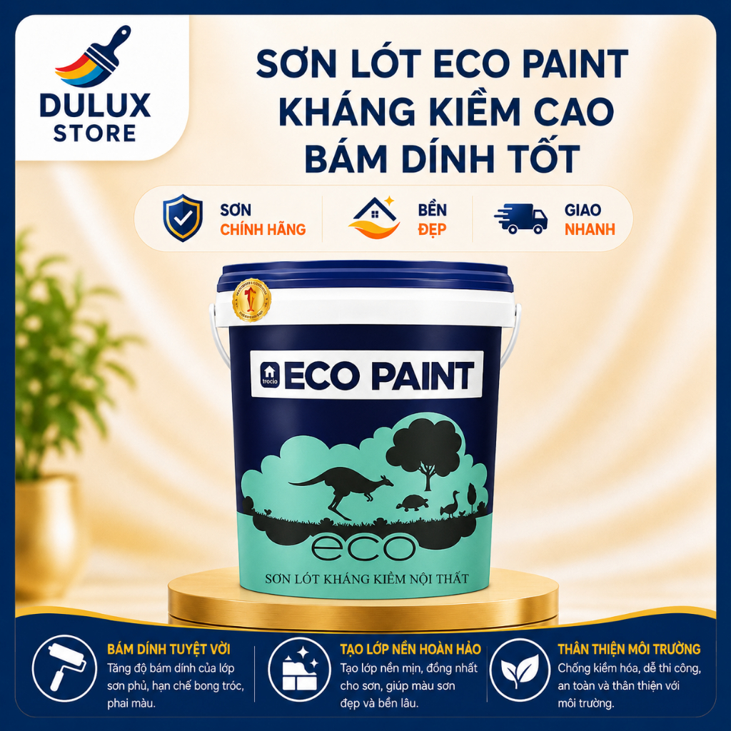 5L  Sơn lót chống kiềm trong nhà ECO PAINT  kháng kiềm cao, bám dính tốt, tăng cường độ che phủ