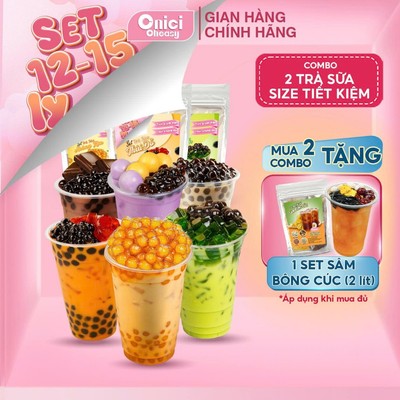 COMBO 2 set trà sữa 12-15 ly tự chọn nguyên liệu tự nấu ONICI