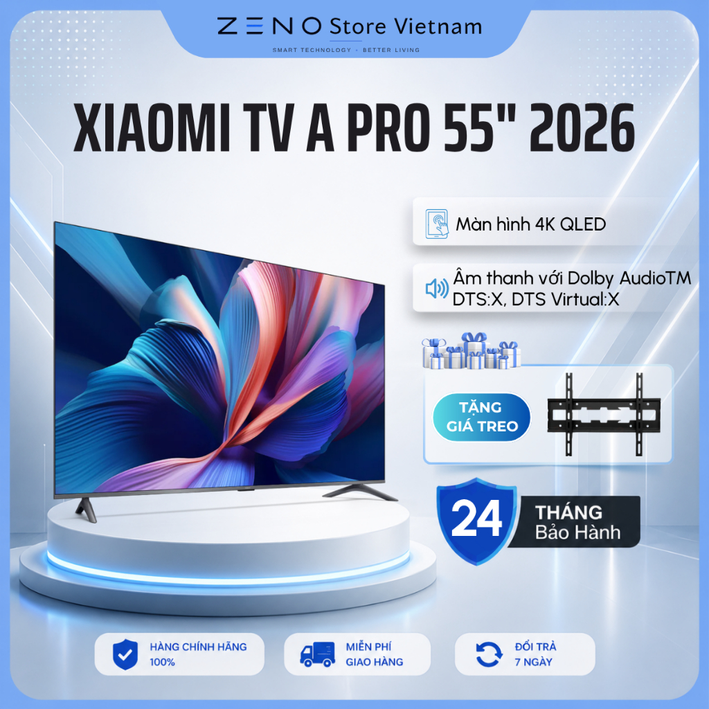 Tivi Xiaomi TV A Pro 55 Inch 2026 Tần số quét 60Hz Màn hình QLED 4K - Bảo hành 2 Năm tại nhà