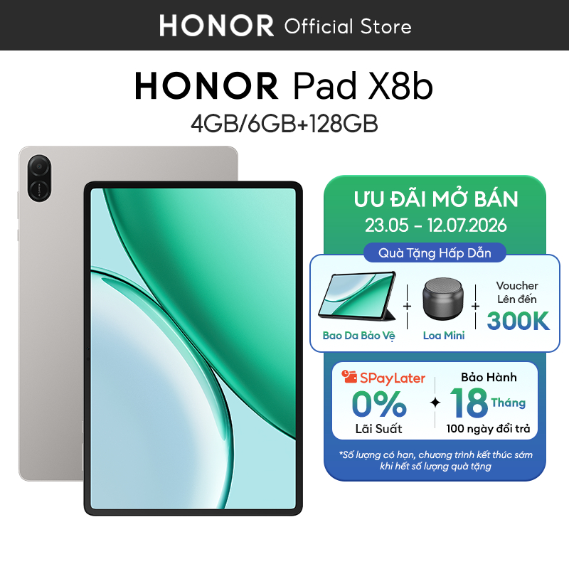 Máy tính bảng Honor Pad X8b 4/6 GB+128GB | Màn hình TFT LCD 11" 90Hz | Snapdragon 680 4G |  Pin 10100mAh | BH 18 tháng