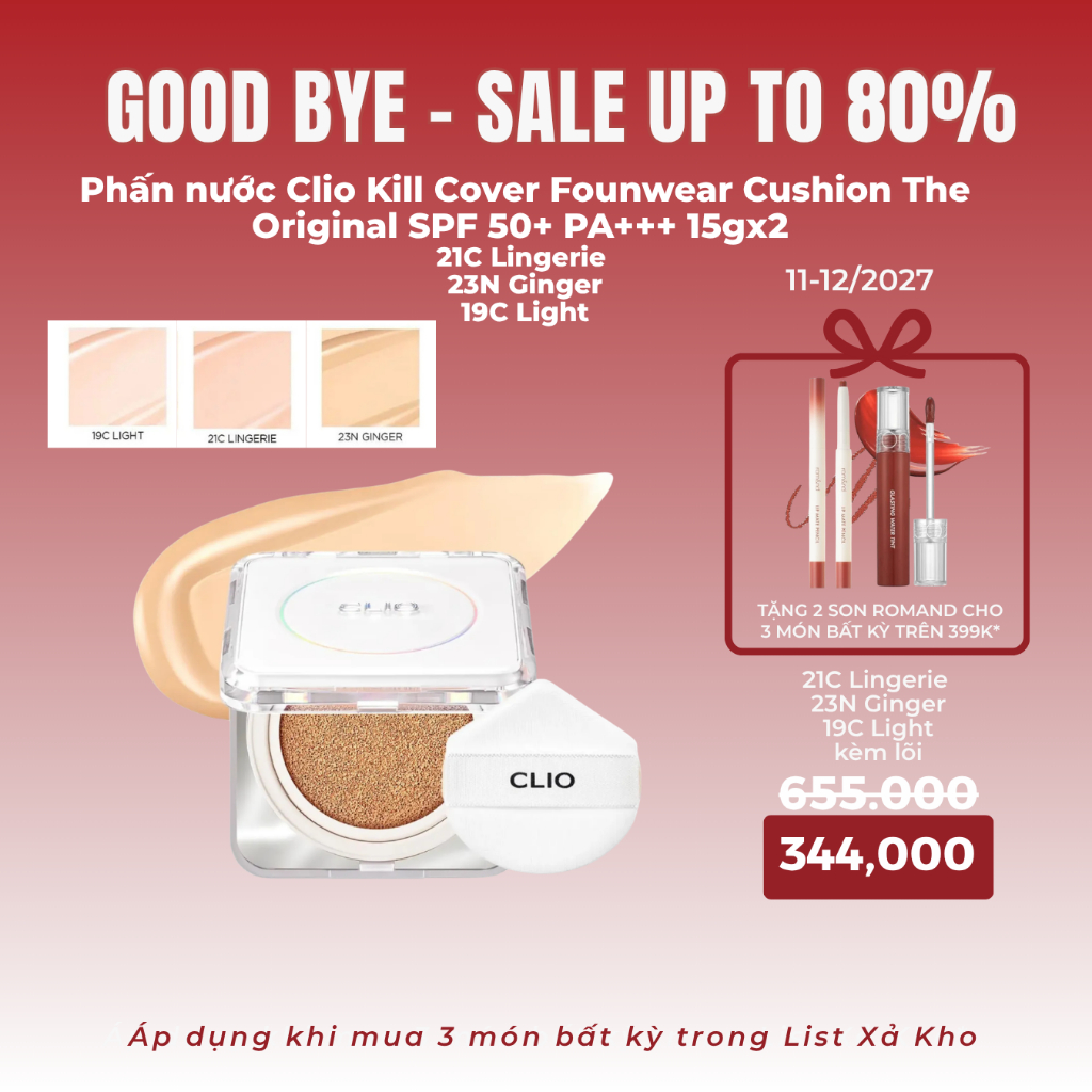 Phấn nước Clio Kill Cover Founwear Cushion The Original SPF 50+ PA+++