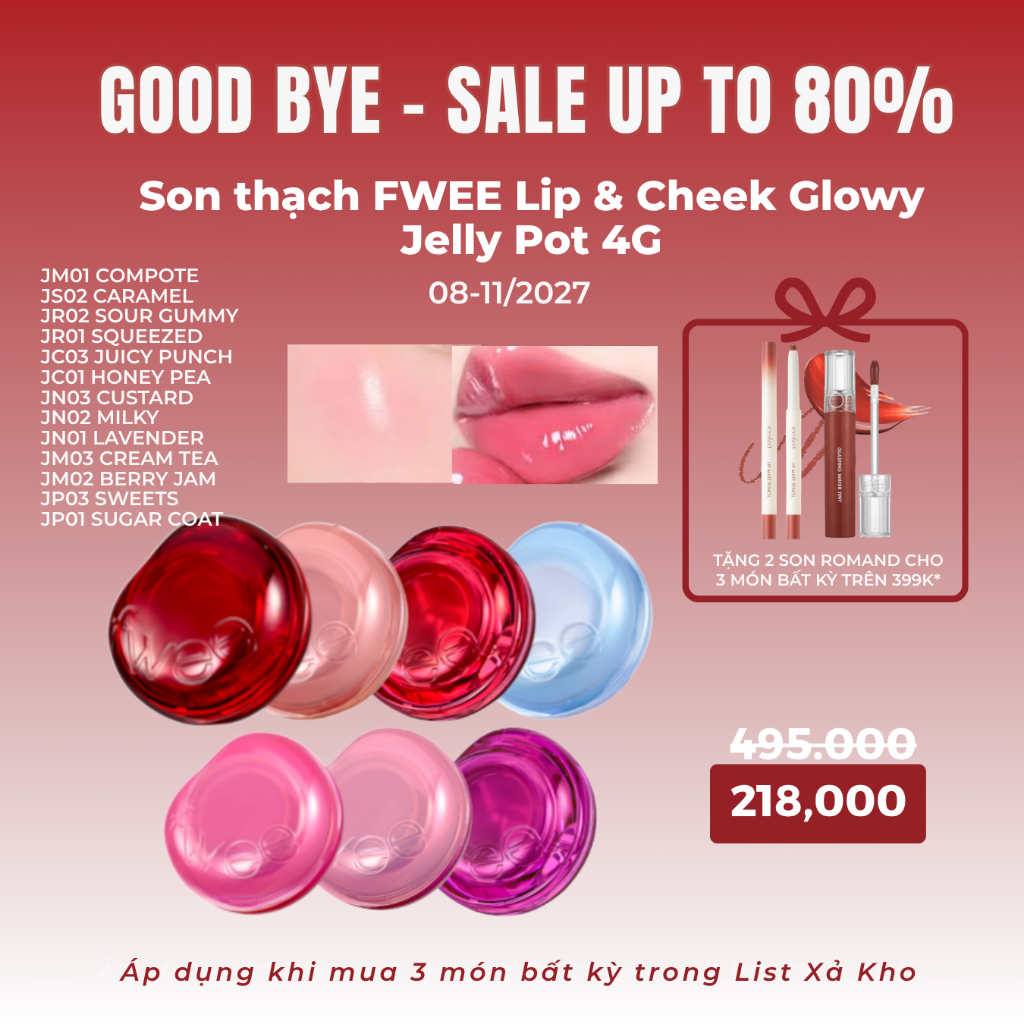Son thạch FWEE Lip & Cheek Glowy Jelly Pot