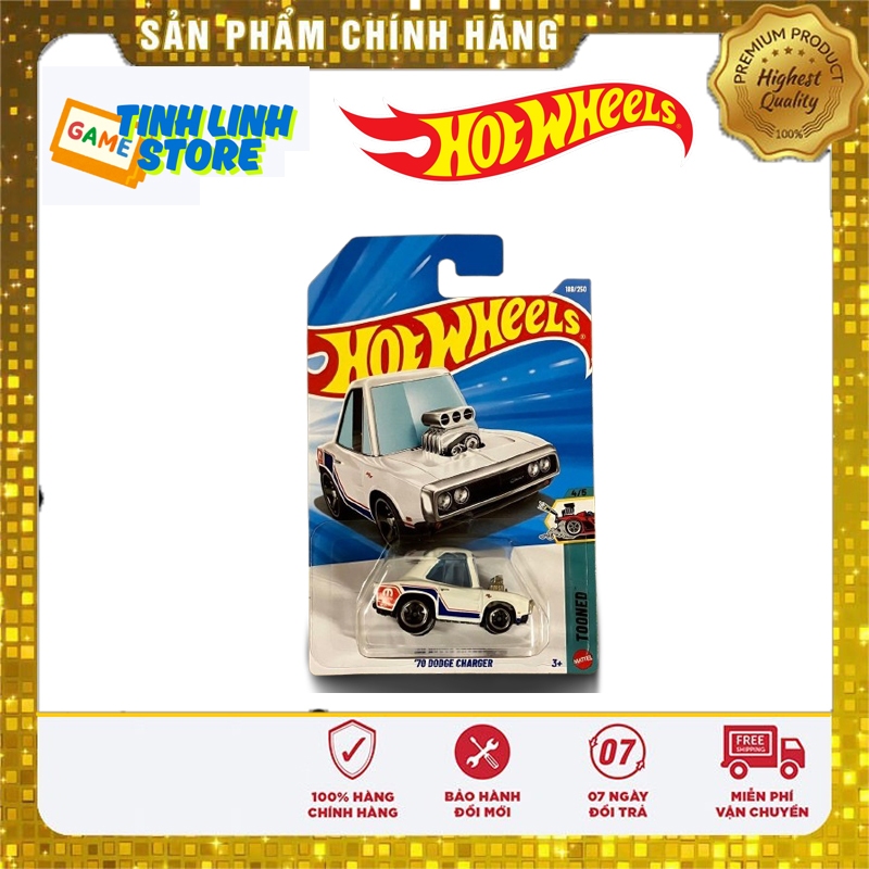 Mô Hình Xe Hot Wheels '70 Dodge Charger Tooned Màu Trắng – Hàng Chính Hãng 1:64
