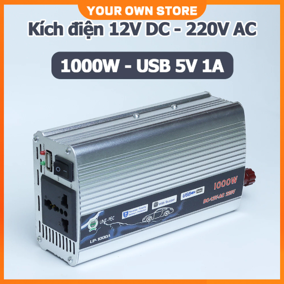 Bộ kích điện 12v lên 220v 500W/1000W Bộ kích 12v lên 220v sin chuẩn -chuyển nguồn
