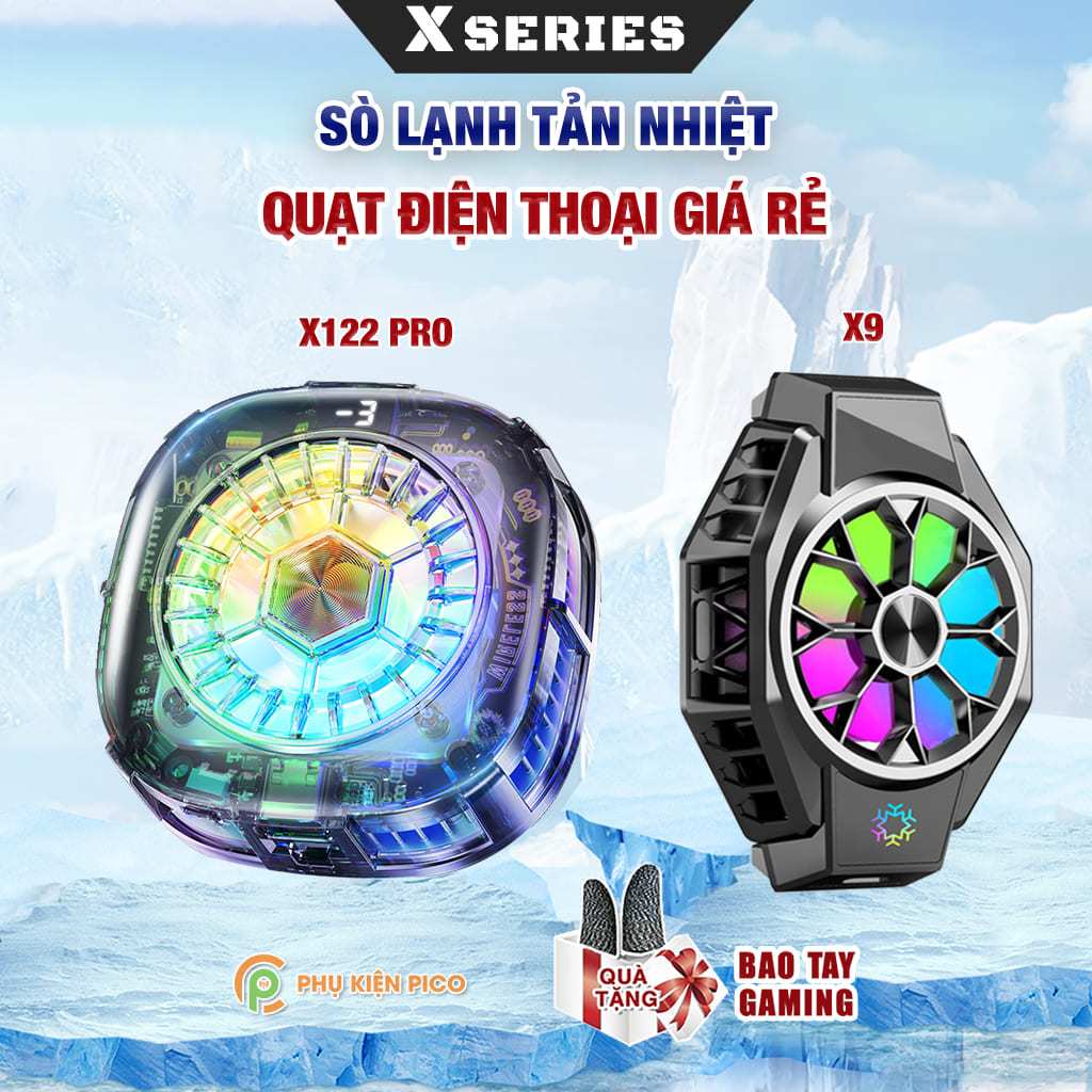 Quạt tản nhiệt điện thoại sò lạnh X122 Pro / X9 Led RGB Gaming giảm nhiệt nhanh hỗ trợ tăng FPS Game