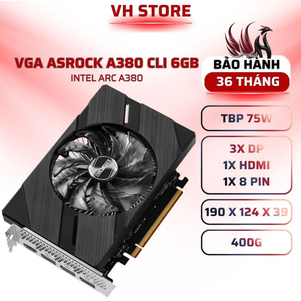 VGA Intel Arc A380 6GB GDDR6 PCIe 4.0 Gaming Creator - BẢO HÀNH 36 THÁNG - VHSTORE
