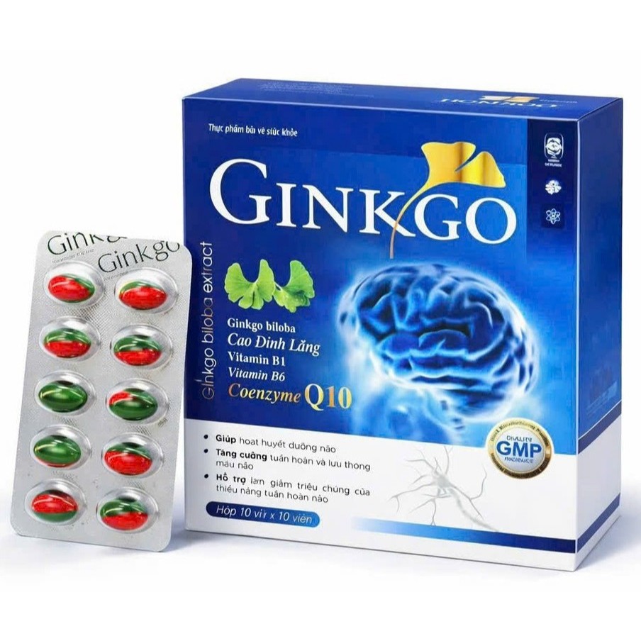 Ginkgo biloba Brain max thiện trí nhớ chứng mất ngủ hoạt huyết dưỡng não đau đầu chóng mặt ngủ ngon 