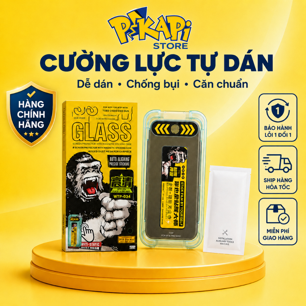 Kính cường lực dành cho iPhone khung tự dán KK: chính hãng, tự lấy bụi, chống…
