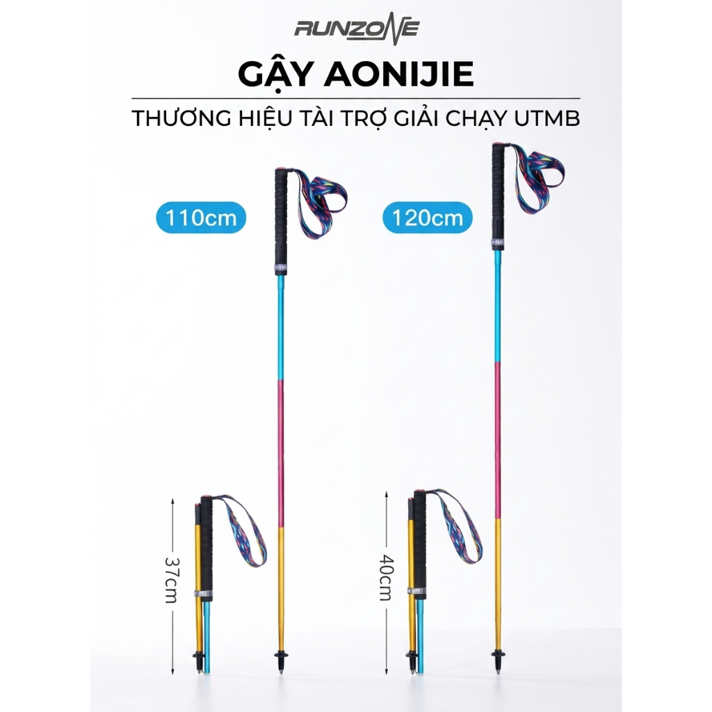 Gậy Leo Núi Trekking, Gậy Chạy Trail Aonijie E4201- Gậy Trail Siêu Nhẹ Gấp Gọn 3 Khúc - RunZone