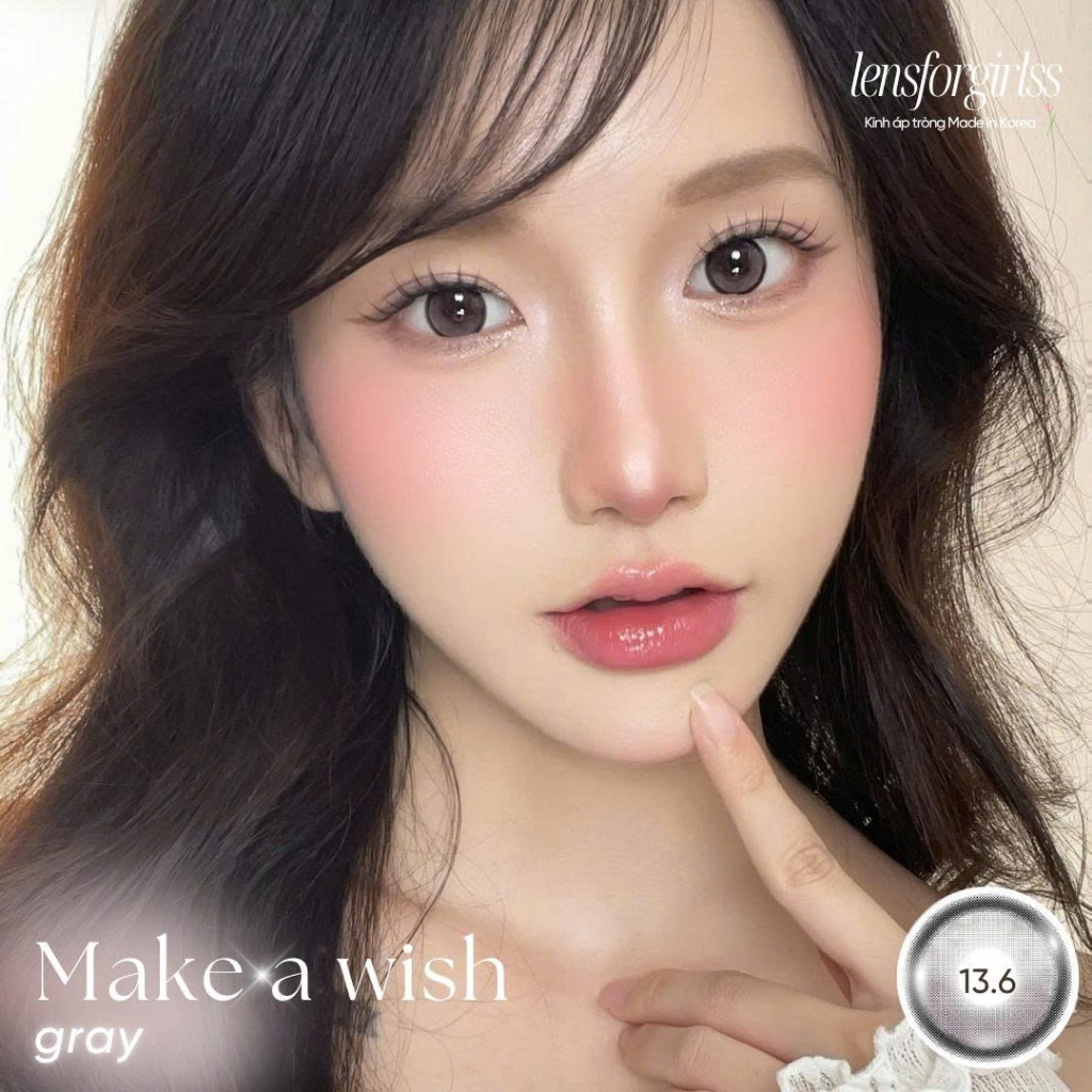 Kính áp tròng | LENS GIÃN TRÒNG xám có viền MAKE A WISH GRAY chính hãng EYEMEETCHU KOREA | DIA 14.5 | LENSFORGIRLSS | BigBuy360 - bigbuy360.vn