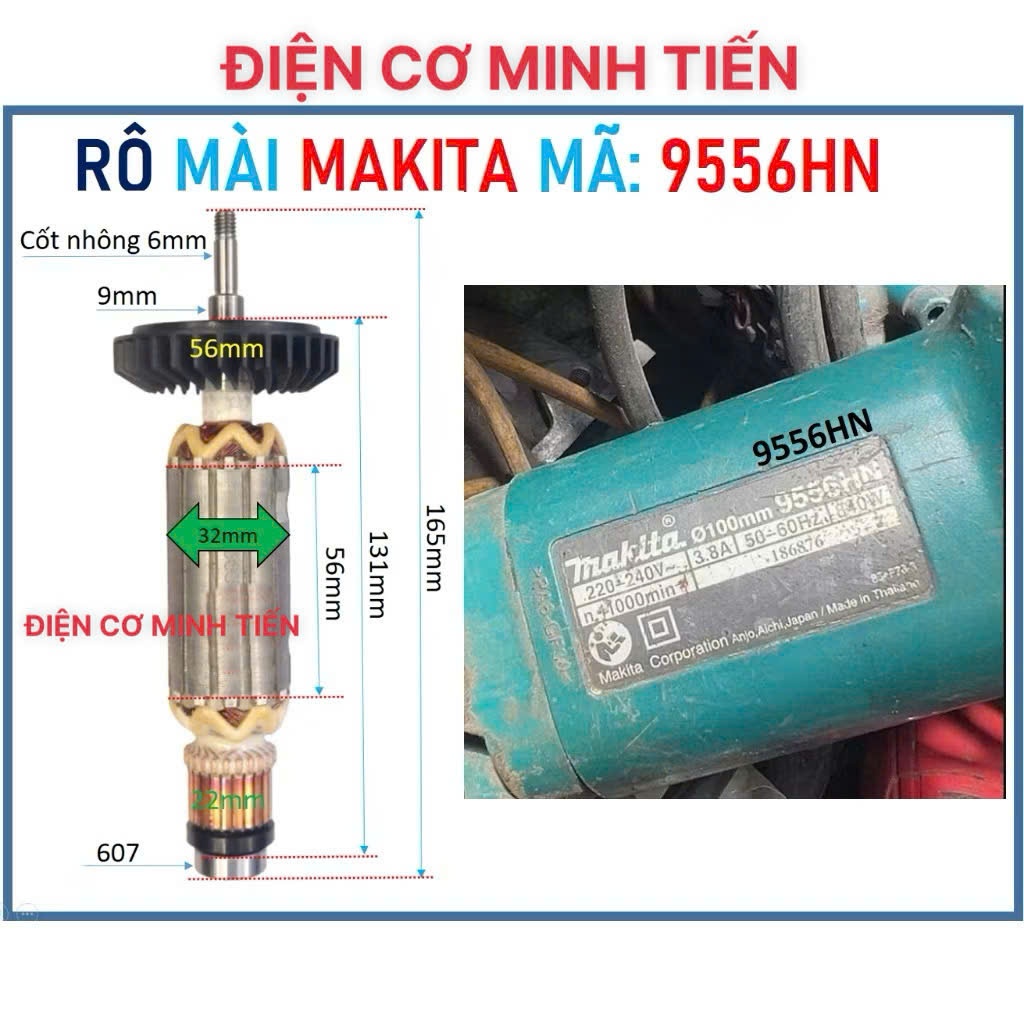 MKT 9556HN - RÔ TO MÁY MÀI GÓC MAKITA MÃ 9556HN, 9556 ( CHÍNH HÃNG)hboh