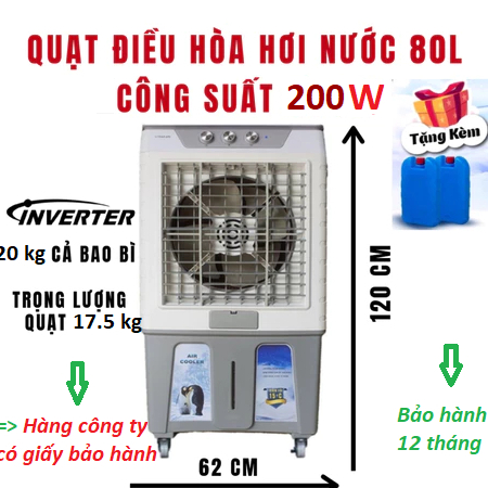 Quạt Điều Hòa Hơi Nước 45L Inverter Lõi Đồng – Làm Mát Nhanh, Tiết Kiệm Điện, Dùng Cho Phòng Lớn